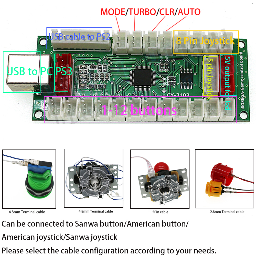 PC360 PS2 & PS3 4 In 1 Arcade  - Arcade Button Pcb reseña y precio