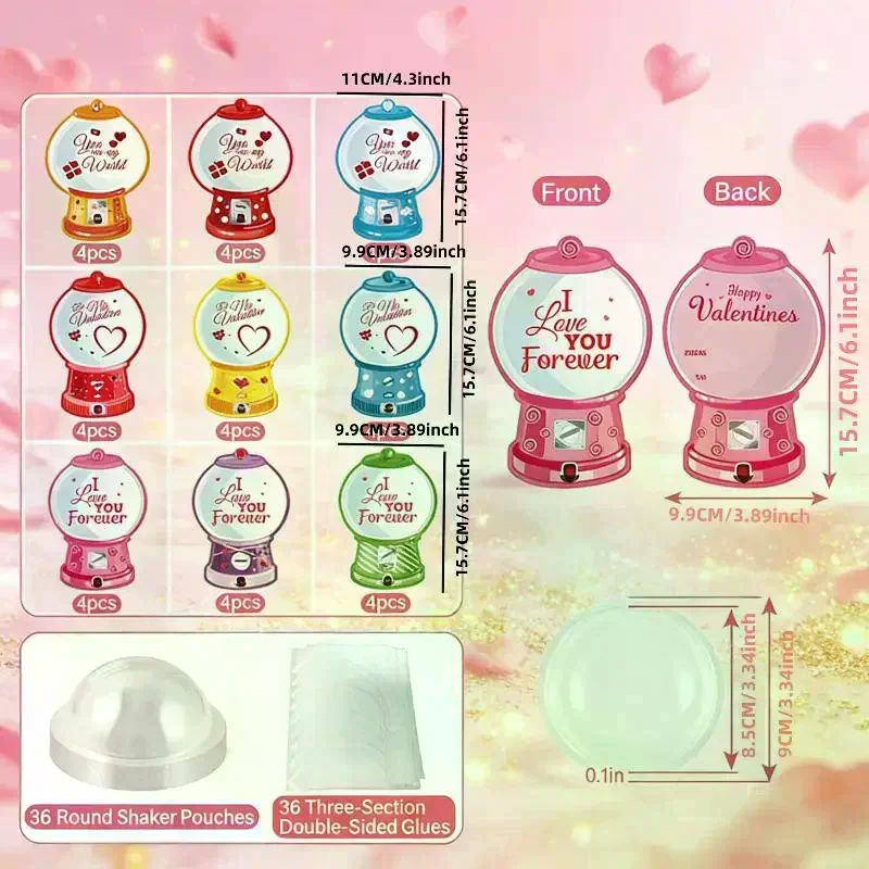 18/36 Pcs DIY Valentines Candy - Bubble Gum Machine reseña y precio